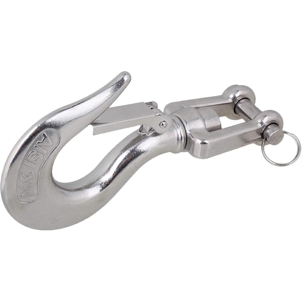 BQLZR 304 Stainless Steel American Type Swivel Lifting Clevis Chain Hook with Latch 1000KG Working Load Limit