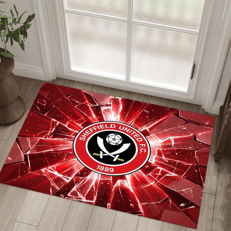 Sheffield United Football Design Crystal Velvet Carpet Cozy Non?Slip Printed Rug For Bedroom Living Room Entrance