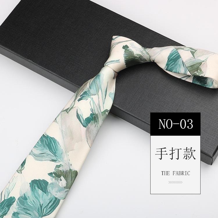 Men'S Printed Tie, Pattern Retro Gentleman'S Suit Shirt Width 9Cm Silk Soft Long Hand-Typed