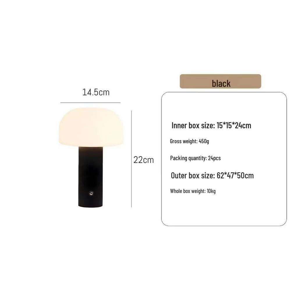 Nordic Style Mushroom Touch Lamp with USB Charging and Three-Color Dimming for Bedroom Atmosphere