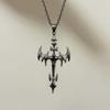 Punk Gothic Flame Cross Necklace - Y2K Retro Aesthetic