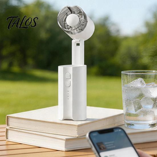 Talos Portable Handheld Fan with Power Bank & Light, Rechargeable Foldable Neck Fan, Large Battery Quiet Operation Desk for Outdoor And Home Use