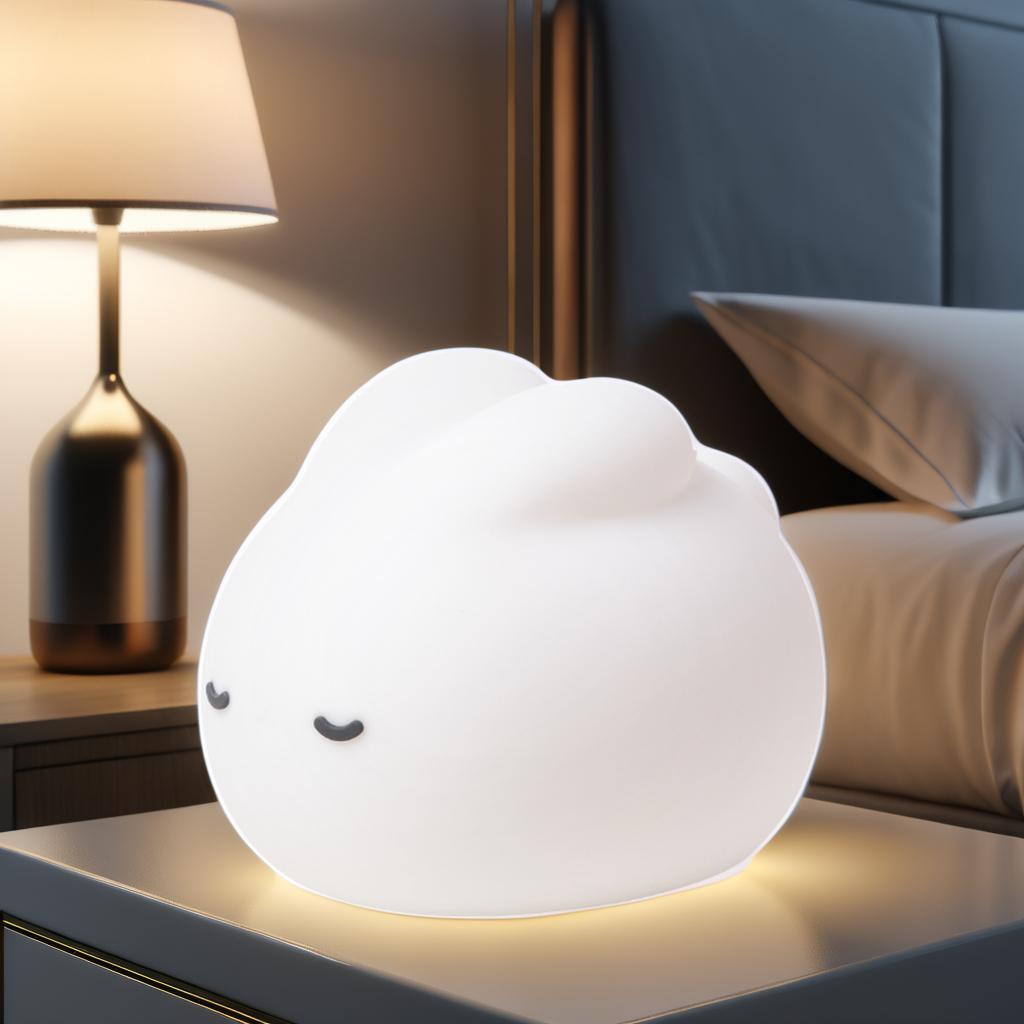 Modern Rechargeable LED Night Light Stylish ABS Table Lamps with Warm White Rabbit Timer for Bedroom Nighttime Illumination