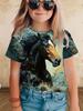 Children's Clothing Girl Clothes Short Sleeve Boys T-Shirt Casual Vintage Horse Print Kids Summer Clothes Girl Tops O-Neck Tee