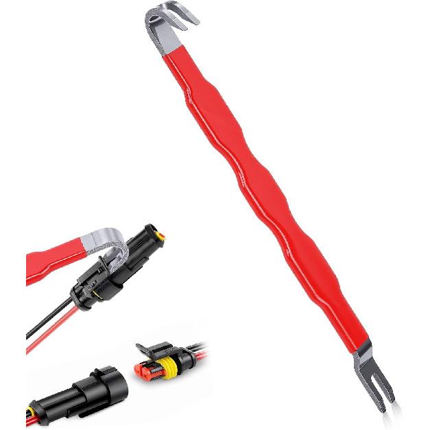 

Automotive Electrical Connector Separator,Terminal Release Remover Tool,Dual End Wiring Harness Disconnect Tool for Most Cars Trucks(Red)