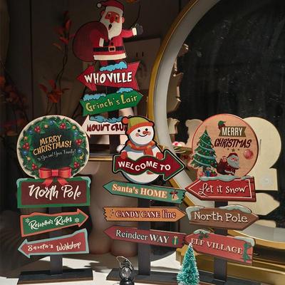 Stolní vánoční stromek Santa Claus DIY dekorace Dřevěné vánoční cedule Plaketa Vánoční dekorace 2025 Novoroční párty Dárky