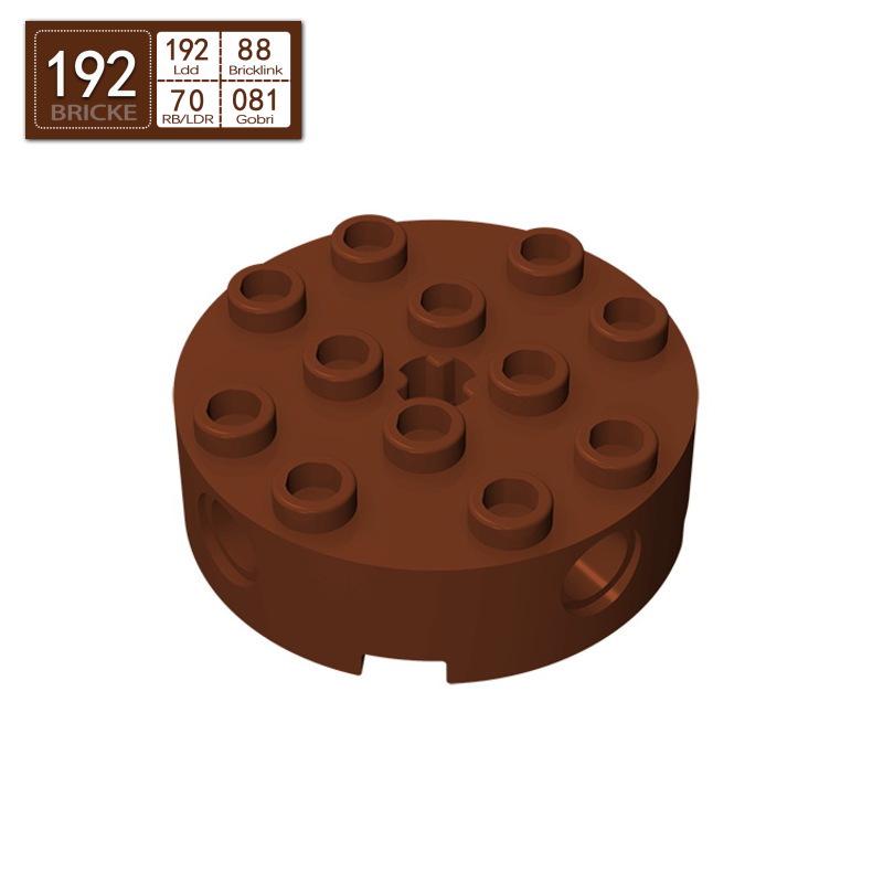 BRICKE 4x4 Cylindrical Brick with Center and Side Holes, Compatible with Lego 6222 Building Blocks Single Piece