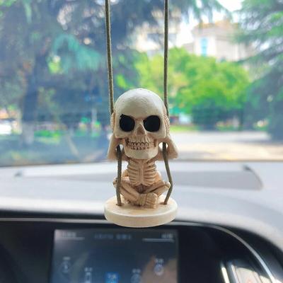 Funny Swing Skeleton Ghost Car Interior Decoration Resin Skeleton Auto Rearview Mirror Pendant For Car Accessories Interior