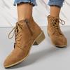 Fashion Women's Boots Autumn Ankle Casual Boots Pointed Low Heels Fashion Front Lace U Side Zip Lace Up Trend Versatile Shoes 2024
