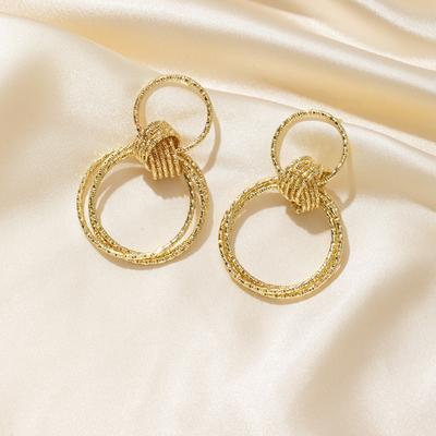 Fashion Metal Multilayer Round Drop Earrings For Women Exaggerated Geometric Hollow Personality Earrings Jewelry Party Gifts