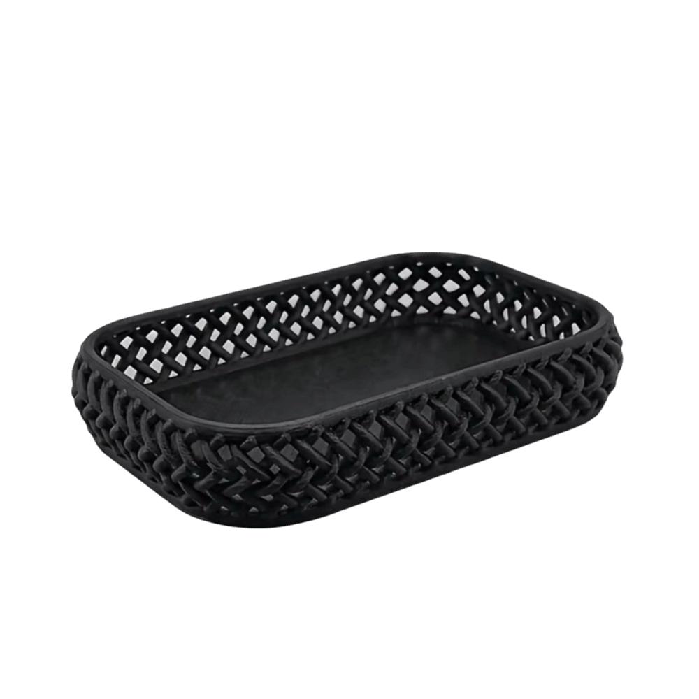 Imitation Rattan Desk Storage Tray Simple Sundries Storage Dish Jewelry Storage Box  Desktop чёрный