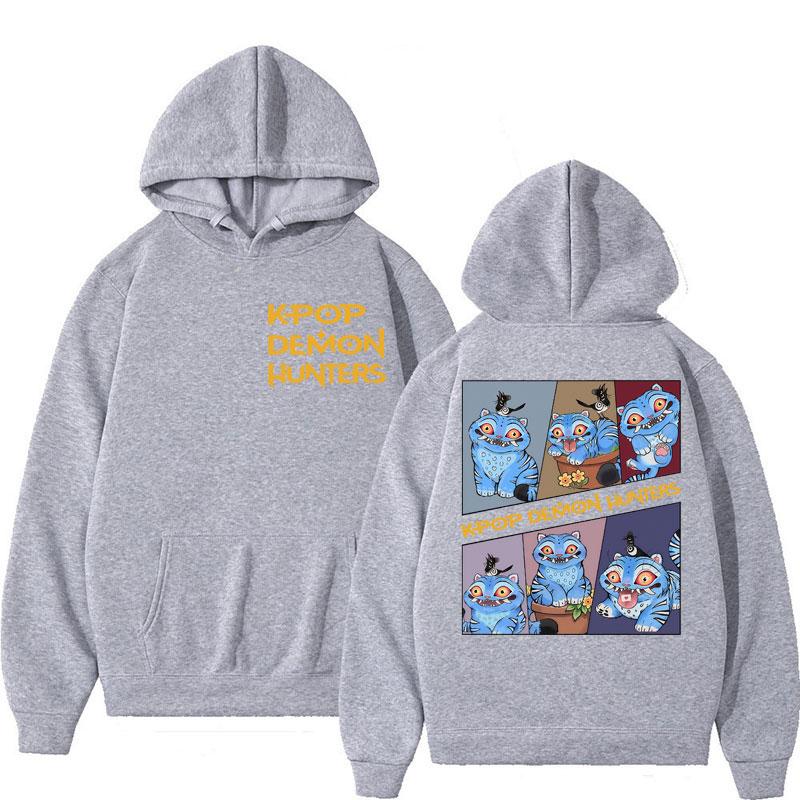 KPop Anime Dämonenjäger Derpy Tiger Niedliche Hoodies Männer Frauen Kawaii Mode Übergroßes Fleece Lässige Lange Ärmel