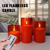 3pcs Red Flameless Candle Set, Home Bedroom Holiday Decorations - Flameless LED Candle Lights with Remote Control Timer