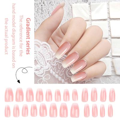 24pcs Nail Pieces Wearable Nails Ice Transparent False Nails 10ml