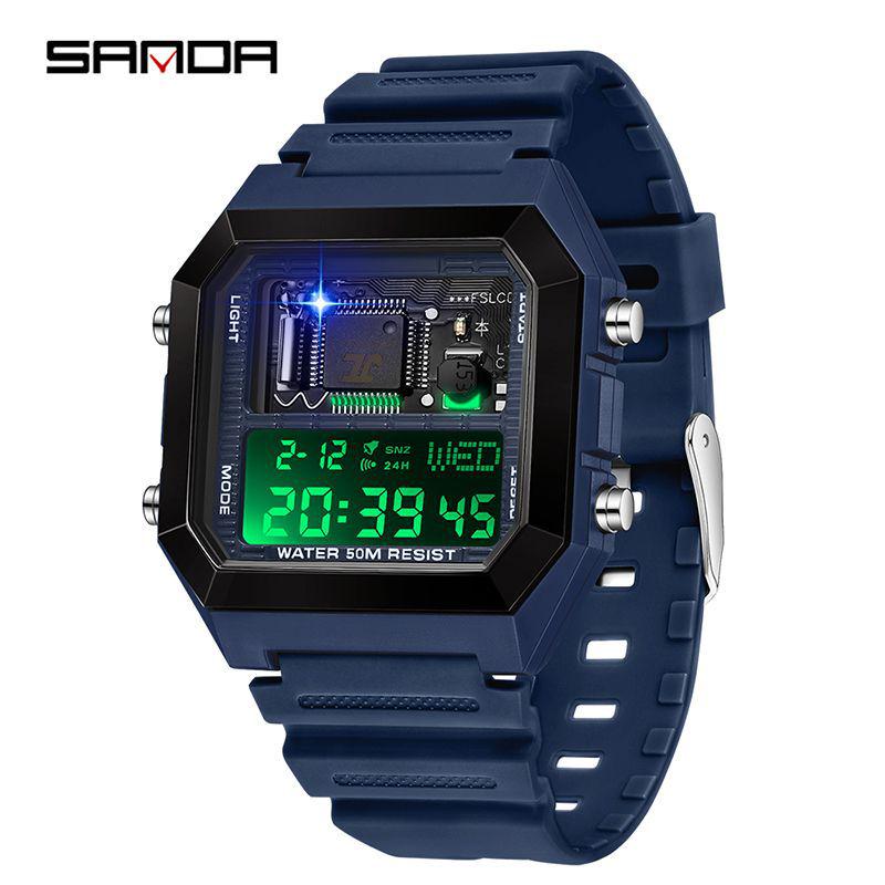 Sanda Multifunctional Luminous Sports Watch - Countdown, Snooze Alarm, Electronic for Students and Men