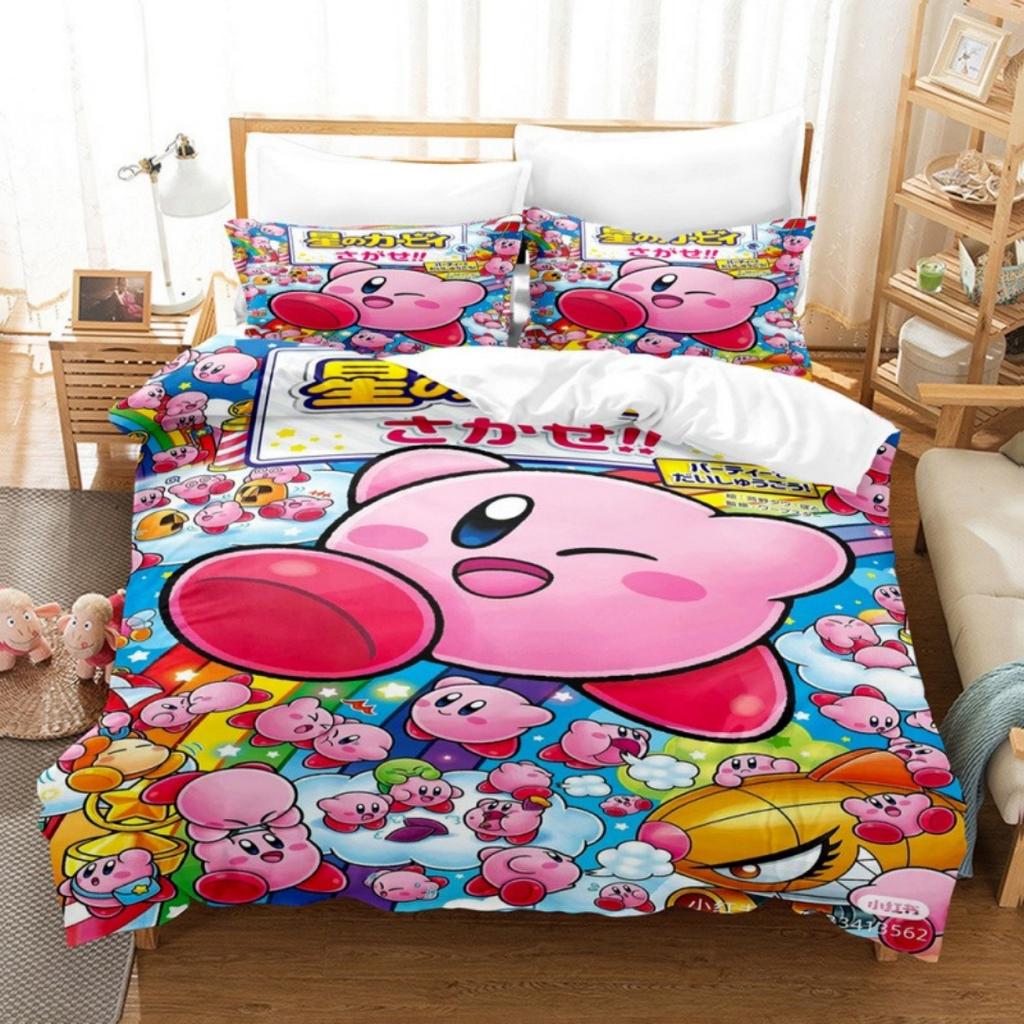 2026 Cartoon Roze Ster Kirby Bondgenoten Dekbedovertrek Kussensloop Beddengoed Set Volwassene Jongen Meisje Slaapkamer Decoratie Enkel Dubbel Groot Formaat