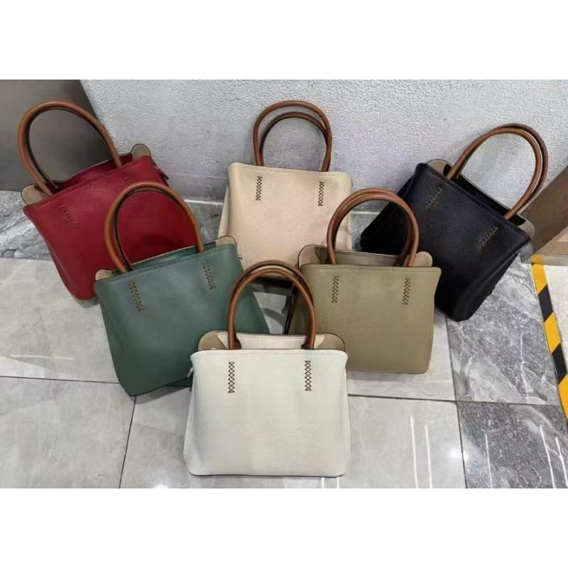 New leather women's bags, fashionable and versatile contrasting color design, large-capacity high-end bowling bags