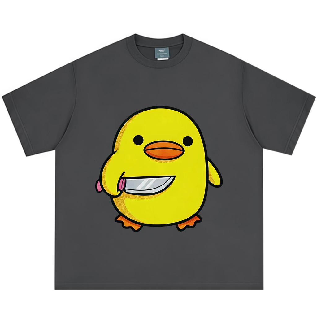 Funny Duck with Knife Graphic Print Unisex Unisex Fashion Hip Hop Shortsleeved Tshirt Summer Loose Casual Cotton Harajuku Tshirts