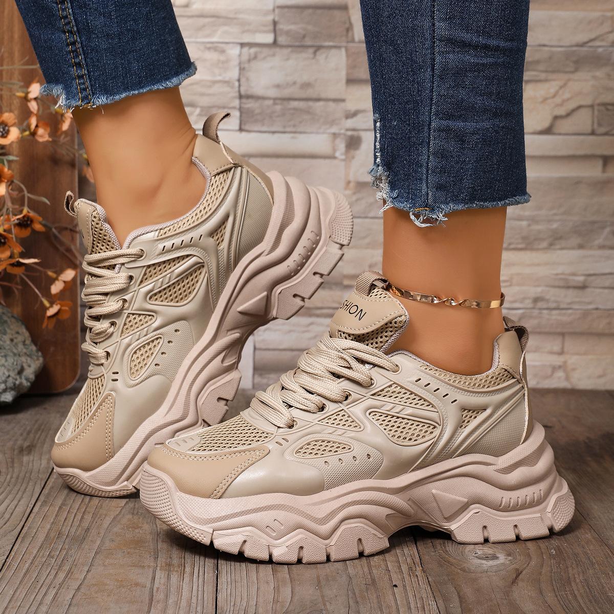 

Popular women s shoes dad shoes are comfortable and versatile 2025 spring new breathable heightening little white shoes casual sports shoes women 41 хаки