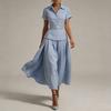 Spring 2026 European & American Women's Casual Pleated Solid Color Skirt Suit - Stylish & Sexy