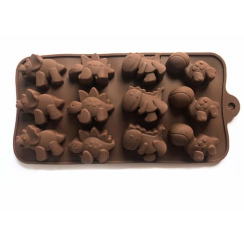 12 Silicone Dinosaur Molds (4 Types, Including Triceratops and Tyrannosaurus) for Chocolate, Baked Goods, and DIY