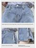 Summer 2021 High-Waist Korean Style Women's Denim Shorts with Side Zipper and Letter Design - Slim, Wide-Leg Hot Pants Trend.