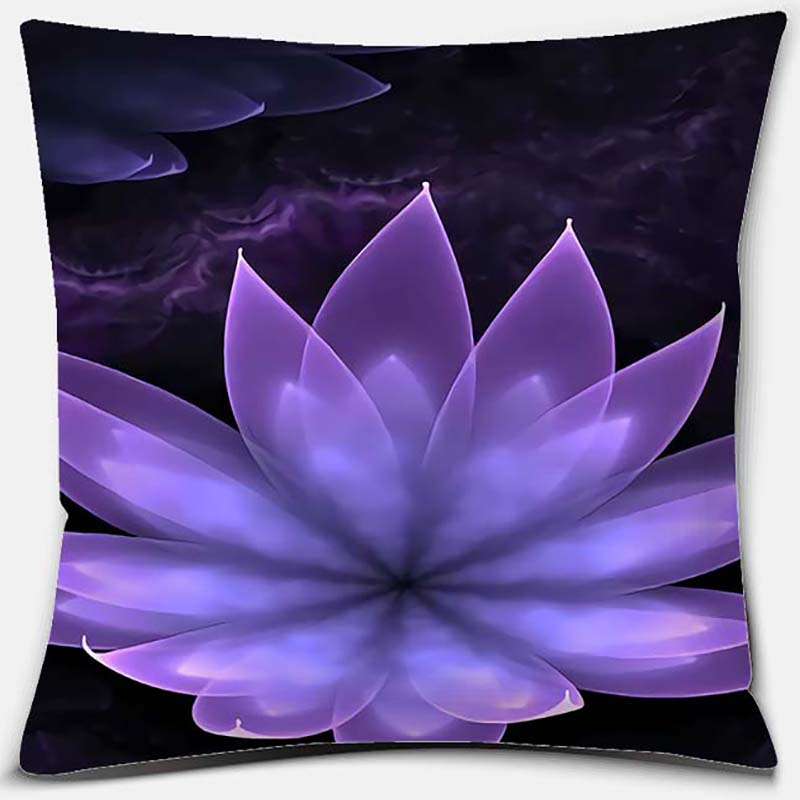 Purple Geometric Flower Text Printing Series Pattern Pillowcase Square Pillowcase Home Office Decoration Pillowcase