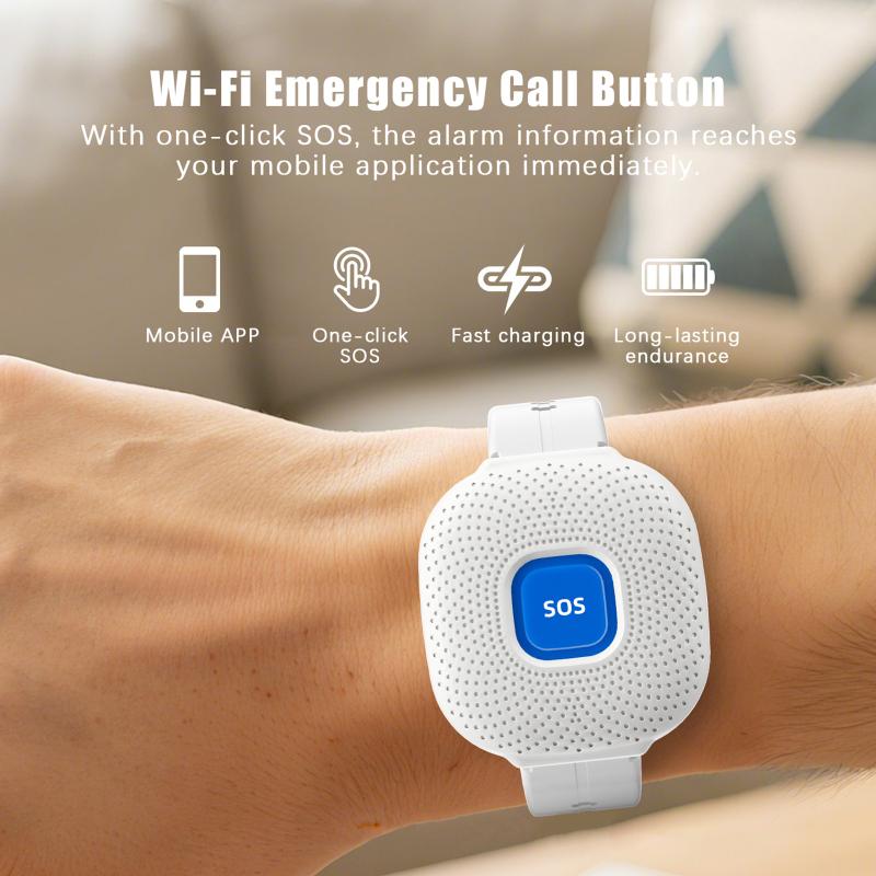 Waterproof Tuya Smart Wifi Safety Sos Bracelet Emergency Alert Sos Watch Elderly Fall Alarm Sos Call Panic Button