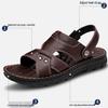 Men's Genuine Leather Casual Sandals - Versatile, Non-Slip, Perforated with Thick Sole for Outdoor & Beach Use