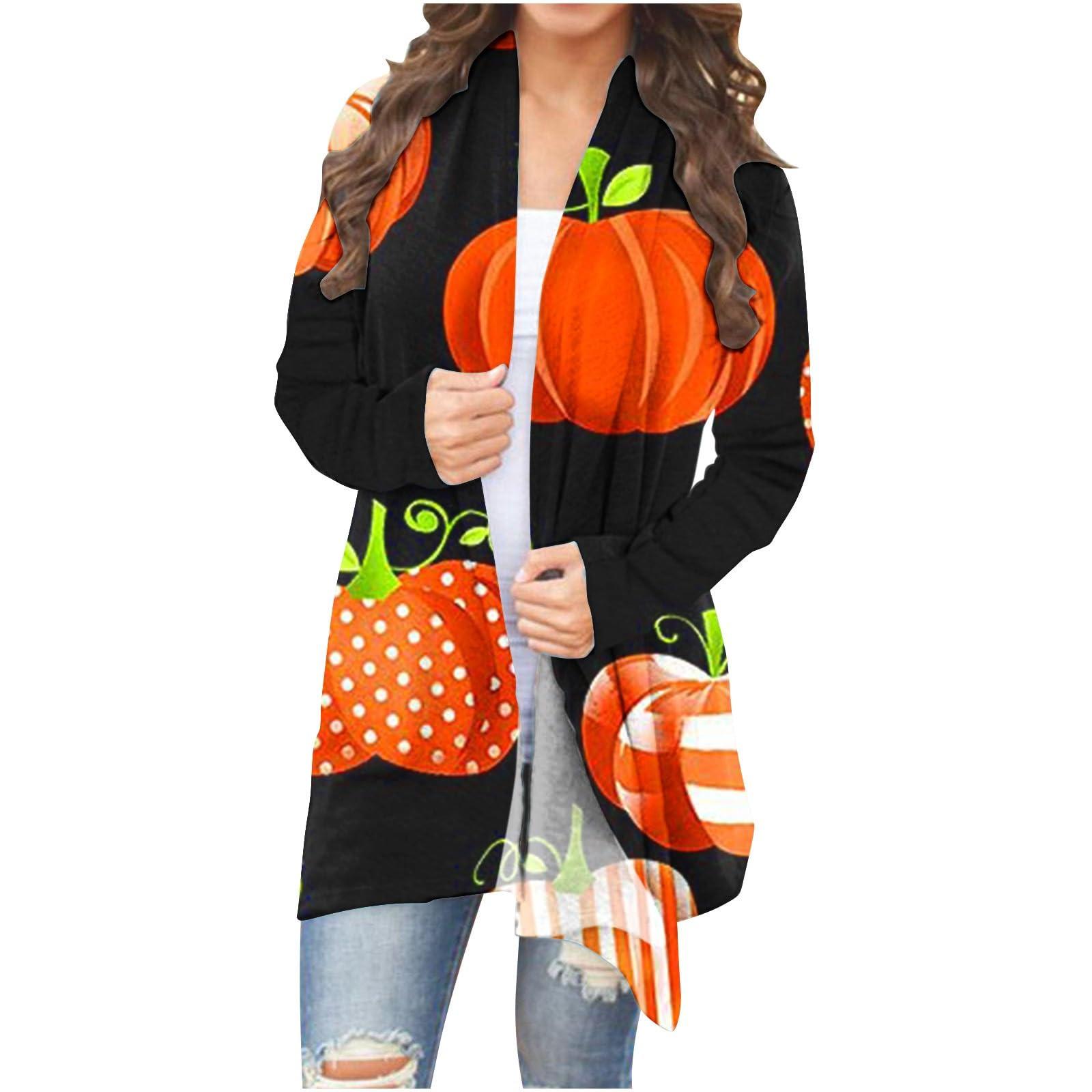 

Женская модная повседневная куртка-кардиган средней длины с длинным рукавом и принтом на Хэллоуин M красный