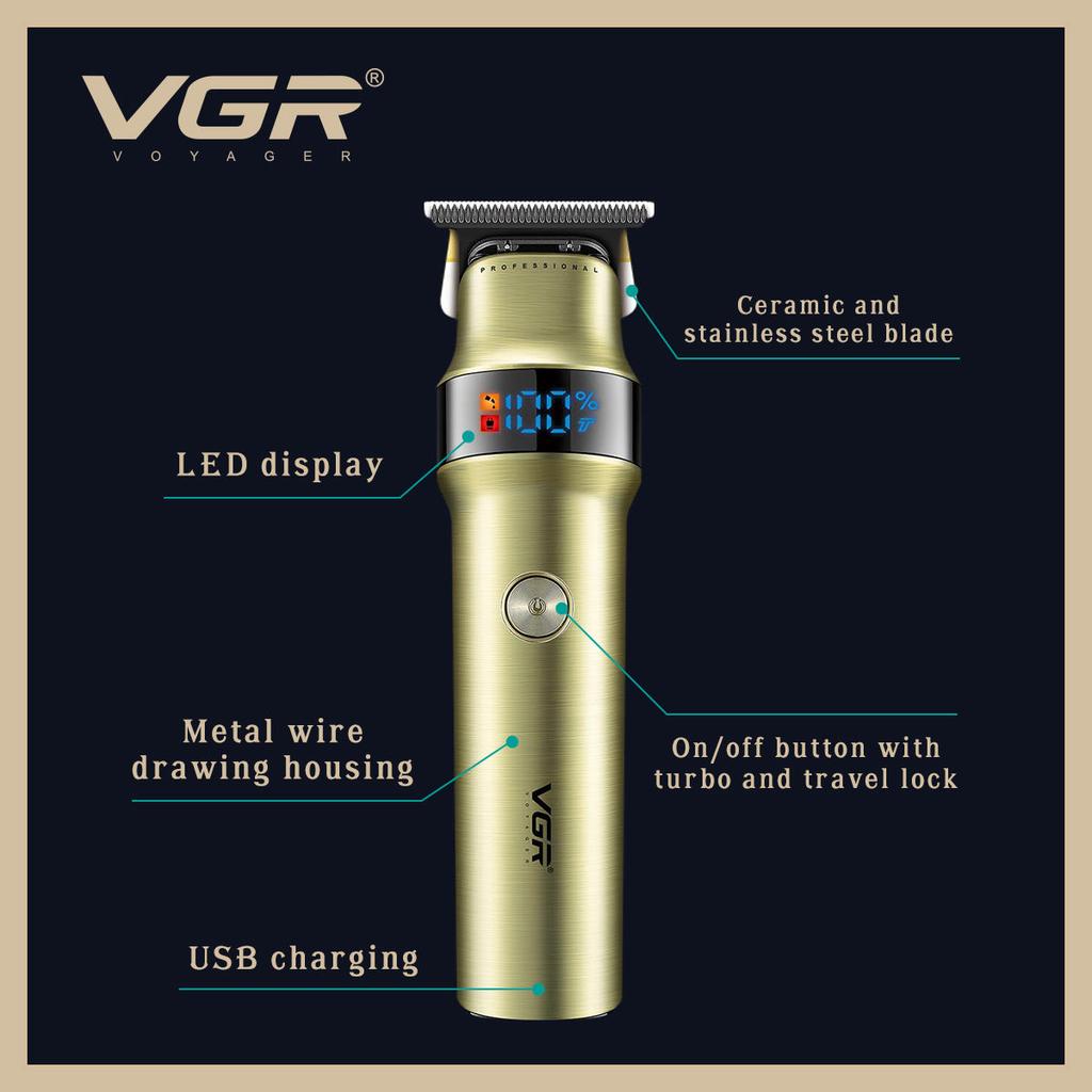 VGR V-991 Hair Trimmer Professional Hair Clipper with LED Digital Display Rechargeable Clipper Barber Electric Trimmer for Men Home Razor Shaver