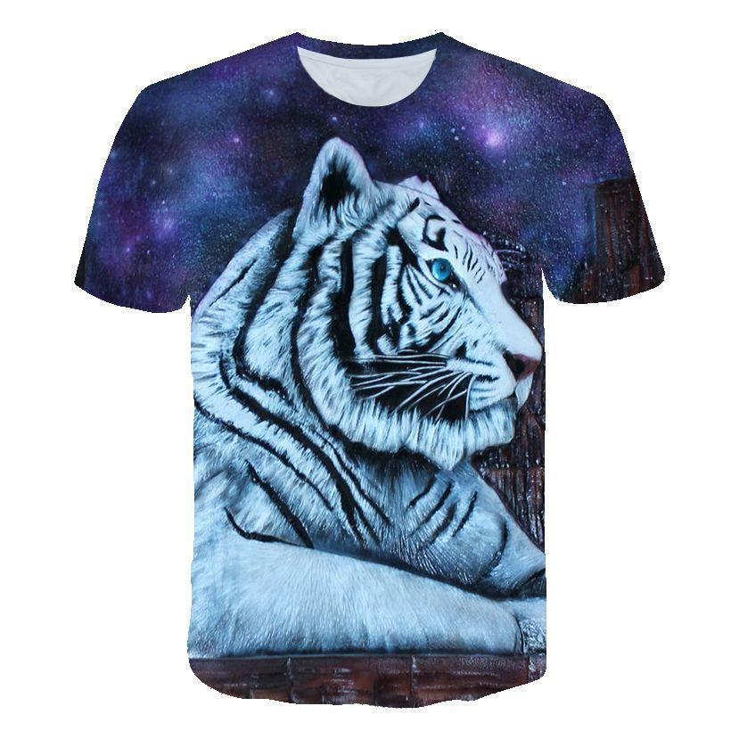 Men O Neck Short Sleeve Tops Man Tiger Animal Pattern Summer 3D Digital Print T Shirt Plus Size