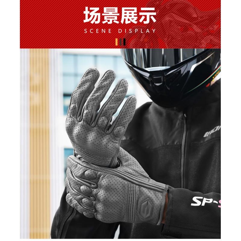 Real Leather Motorcycle Gloves Men Women Breathable Riding Gear Anti-Slip Crash Protection Outdoor Sport Biker