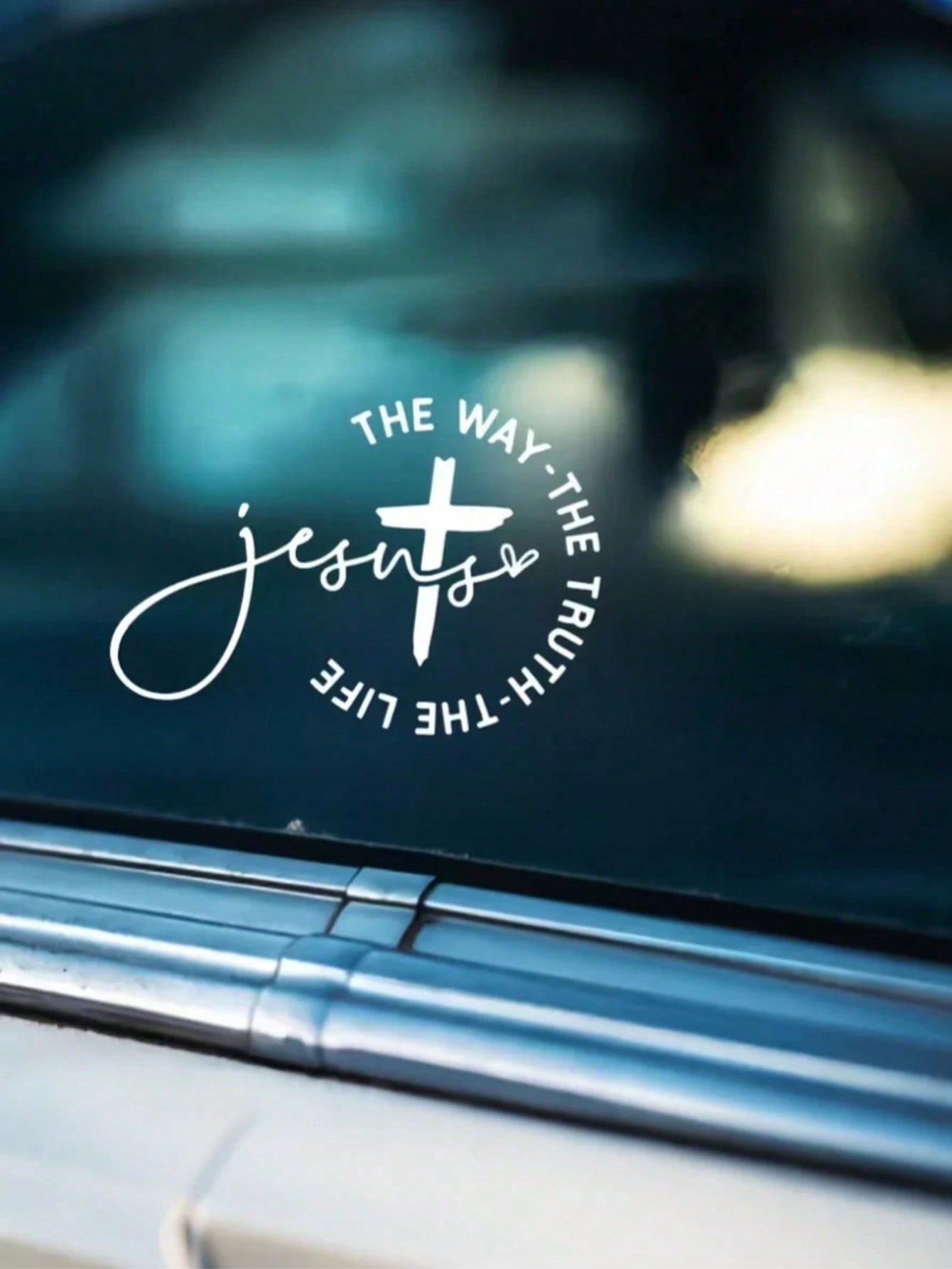 

Jesus The Way Truth Life Car Sticker - 5.9 Christian Cross Waterproof Decal, Religious Gift for Mother s Day, Baptism & Easter белый