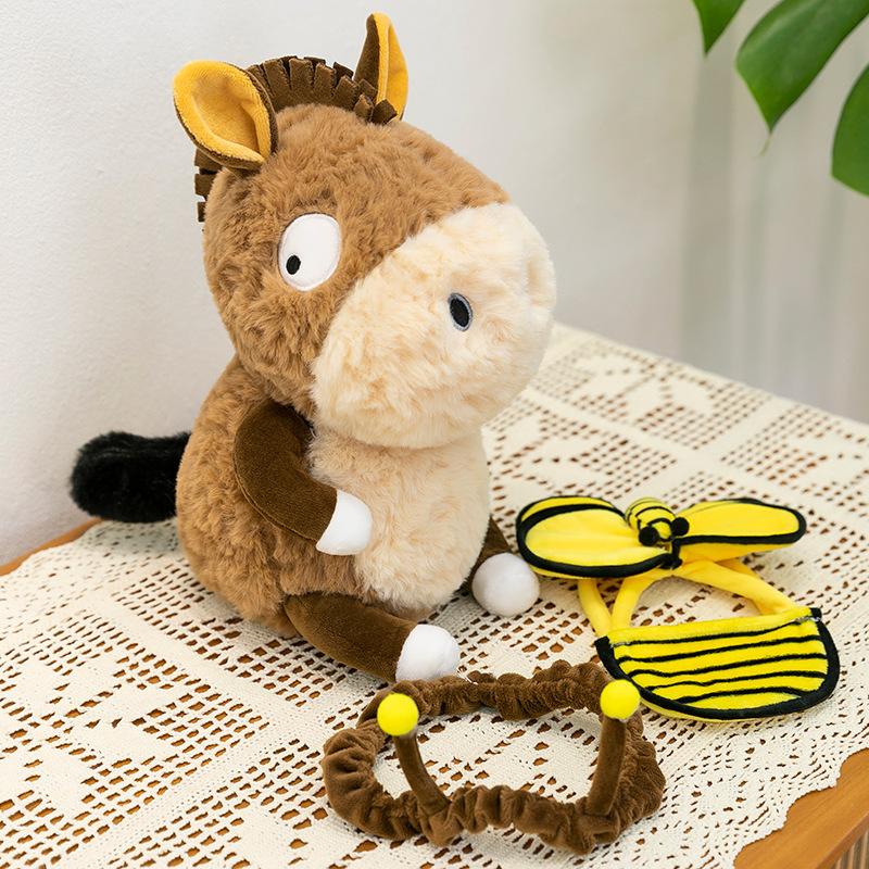 New Model Transformed Into Bee Donkey Plush Toy Cute Little Donkey Doll Birthday Gift Doll