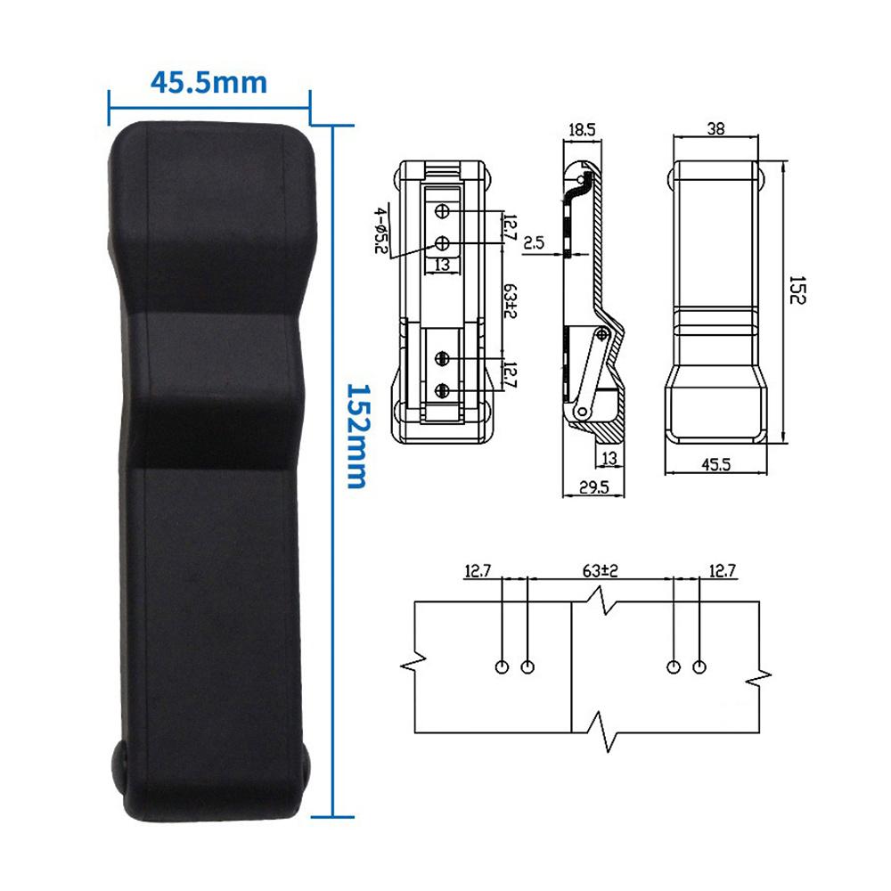 6" Fleksibel gummilås med holder For båtluke lastekasse Svart