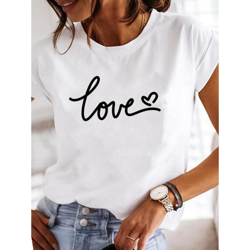(European Size) 90s Women Short Sleeve Leopard Letter Trend Cute Fashion Print Lady Tee Top Clothing Casual  Tshirt Female Graphic T-shirts