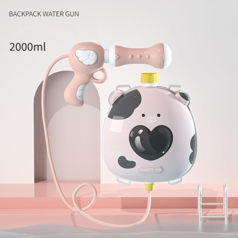 Summer Backpack Water Gun Children Outdoor Game Swimming Pool Beach High Capacity Water Shooter Toy Cartoon Animal Pull-out