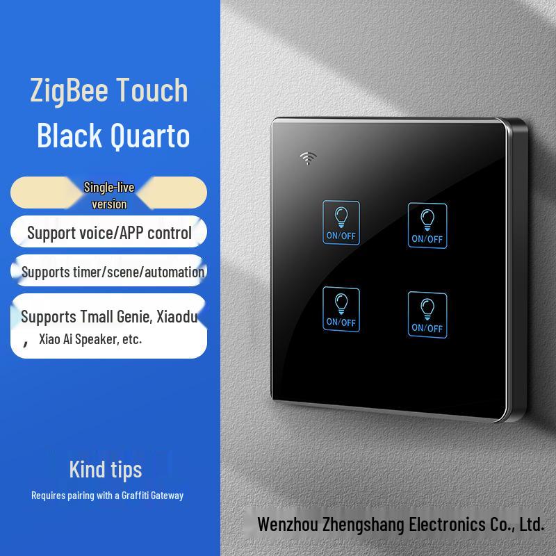 Zhengshang C4 ZigBee Graffiti Smart Switch, EU Standard, Voice-Activated, Compatible with Alexa & Google.