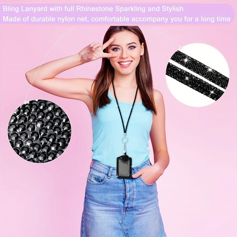 Retractable Lanyard Shiny Finish Badge Reel Bling ID Holder Keychain Hospital Setting