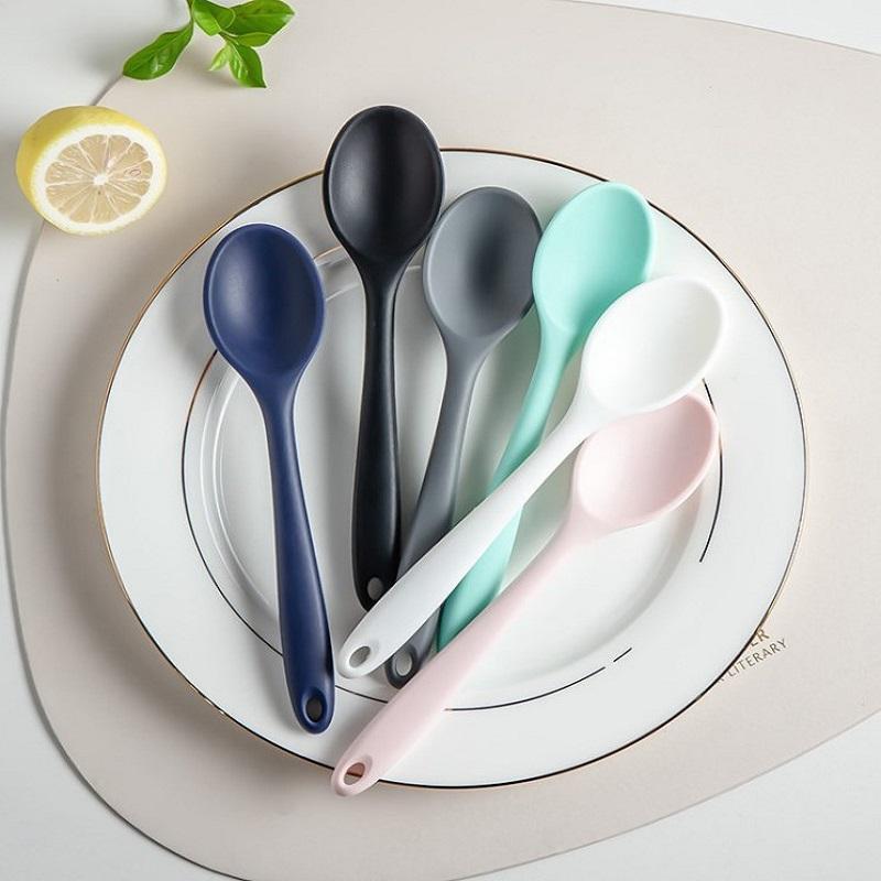 Silicone Spoon Mixing Soup Spoons Kitchen Mixing Ladle Cooking Utensils Kitchenware Tool for Stirring and Serving