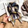 Commuter elegant flower silk scarf women's contrasting color retro printing satin scarf shirt with multi-purpose decorative small scarf