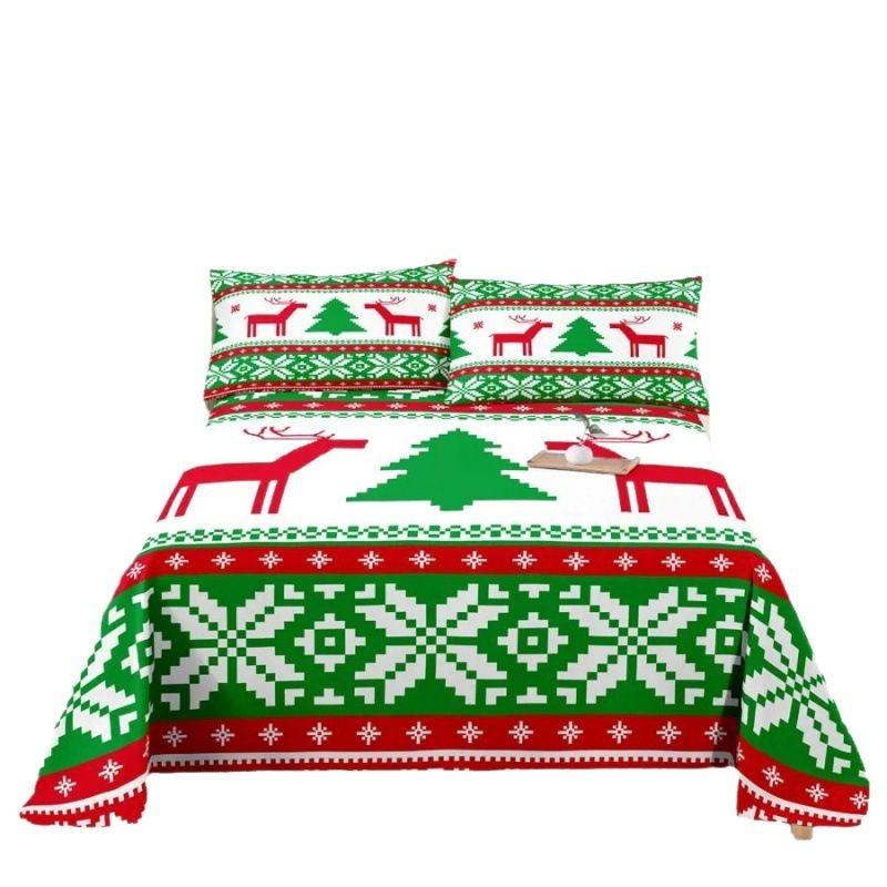 Santa Claus Three Piece Bedding Reindeer Christmas Decoration Quilt Cover