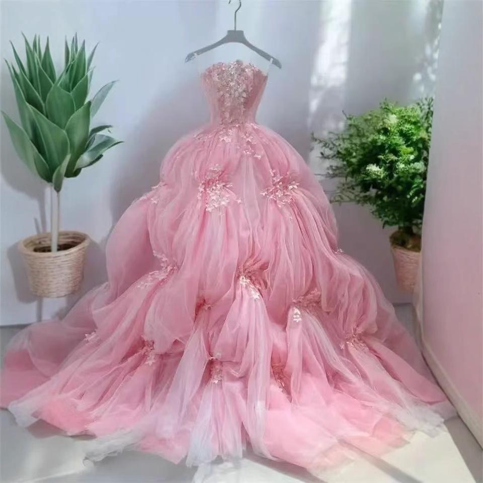 High-end bride tube top light wedding dress noble light luxury princess skirt temperament high-end travel photography tutu skirt evening dress women