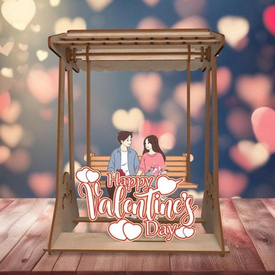 Swing Chair Couple Ornament Farmhouse Rustic Handmade Couple Table Sign Valentine's Day Anniversary Home Office Desktop Decoration