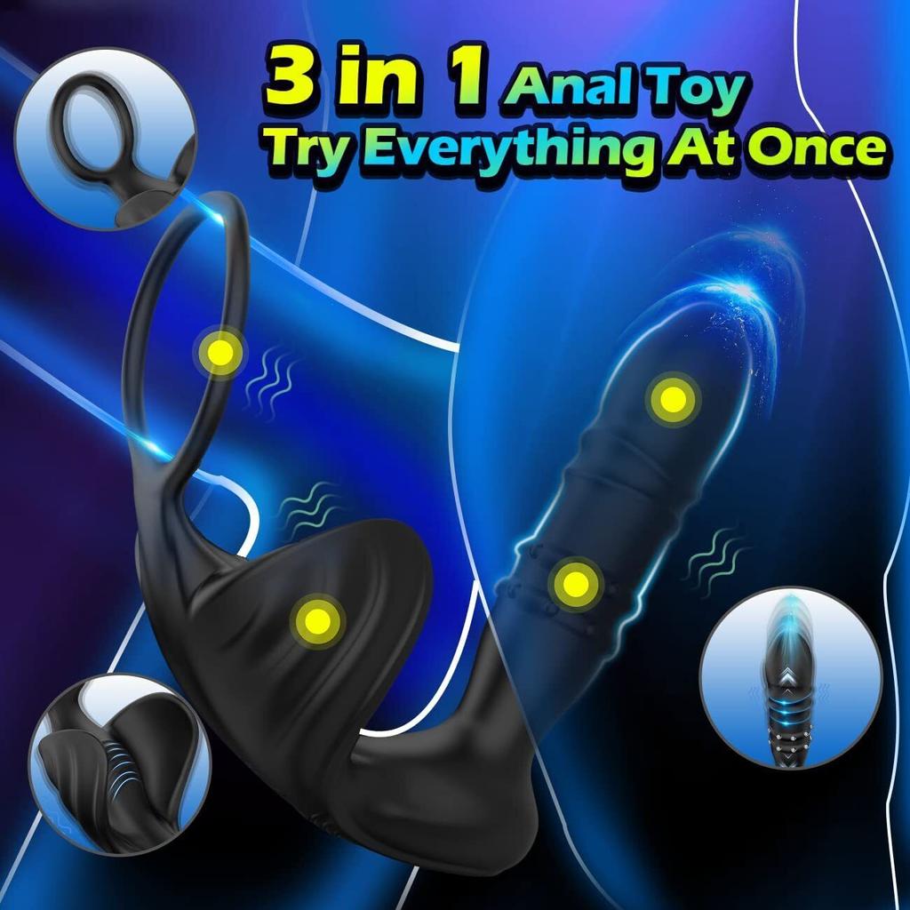 APP Control Male Telescopic Prostate Massager Bluetooth Thursting Butt Plug Anal Vibrator Sex Toys for Men Ass Buttplug 18 Modes
