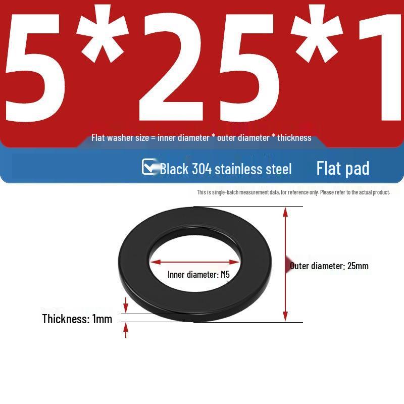Ultra-Thin Black Zinc-Plated Stainless Steel Flat Washer (M2-M20)