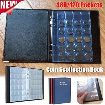 480 Pockets/120 Pockets Coins Storage Book Commemorative Coin Collection Album Volume Folder Mini Storage Bag