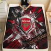 Custom Name Arsenal Football Club Flannel Blanket, High Quality Comfortable for All Seasons, Home Decor, Warmth and Comfort
