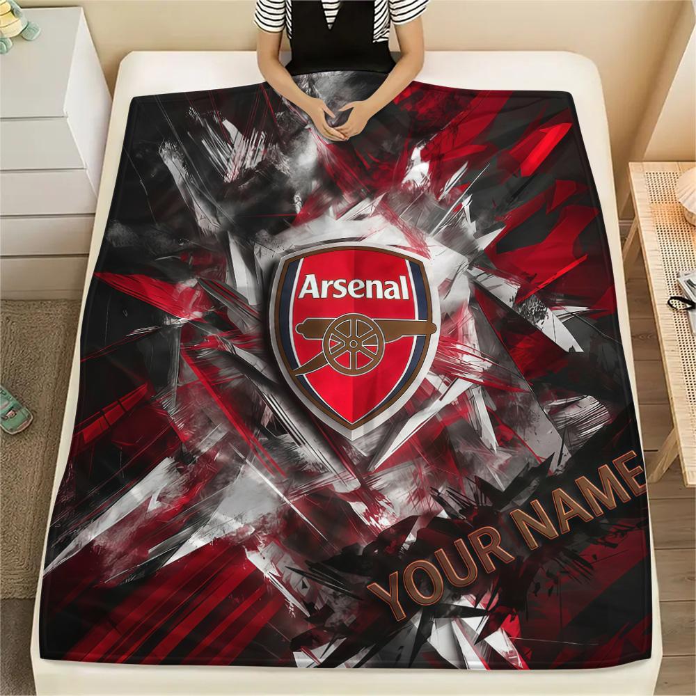Custom Name Arsenal Football Club Flannel Blanket, High Quality Comfortable for All Seasons, Home Decor, Warmth and Comfort